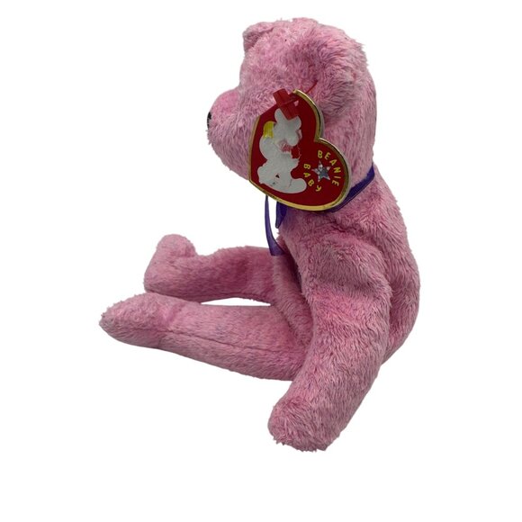 Ty Beanie Babies Eggs Pink Easter Plush Bear Purple Bow Date 2000 Collectible Ta - Picture 3 of 7